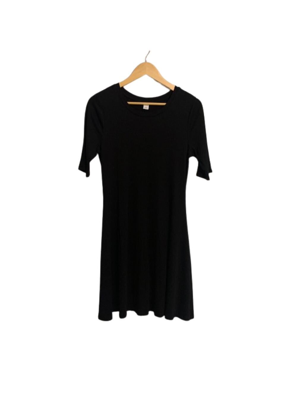 OLD NAVY Sheath Rayon Short Sleeve Round Neck Black Dress | L